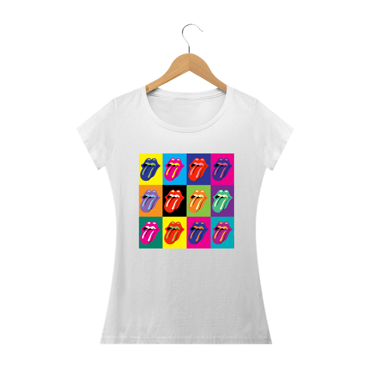 Nome do produto: ROLLING STONES POP ART - Camiseta Feminina Personalizada com Estampa Pop Art