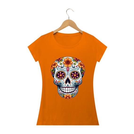 Camiseta Personalizada Feminina Estampa CAVEIRA MEXICANA Flores