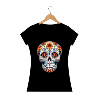 Nome do produtoCamiseta Personalizada Feminina Estampa CAVEIRA MEXICANA Flores