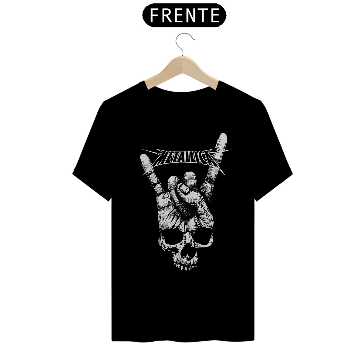 Nome do produto: MÃO-CAVEIRA METALLICA - Camiseta Personalizada com Estampa Rock n Roll