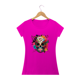 Nome do produtoCAVEIRA MEXICANA ÓCULOS E FLORES- Camiseta Personalizada com Estampa de Caveira
