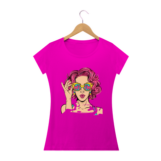 WOMAN IN GLASSES - Camiseta Personalizada com Estampa Pop Art