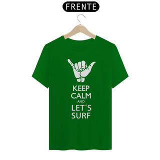 Nome do produtoKEEP CALM HANG LOOSE - Camiseta Personalizada com Estampa de Surf