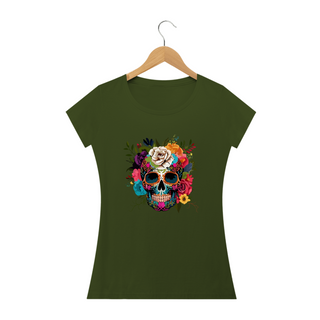 Nome do produtoCAVEIRA MEXICANA ÓCULOS E FLORES- Camiseta Personalizada com Estampa de Caveira