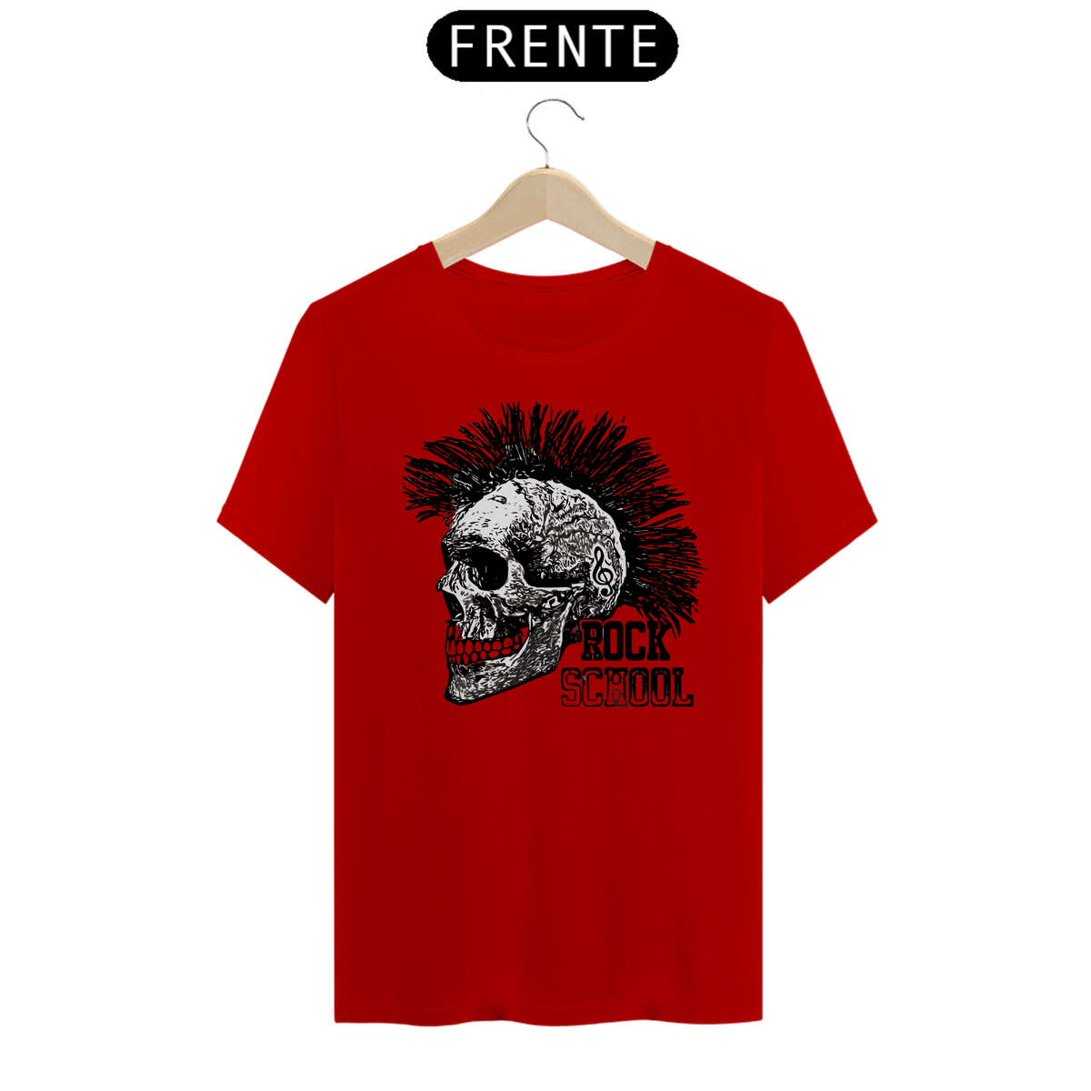 Nome do produto: Camiseta Personalizada Estampa CAVEIRA ROCK SCHOOL