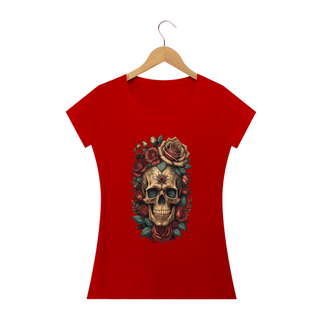 Nome do produtoCAVEIRA RED ROSES - Camiseta Personalizada com Estampa de Caveira
