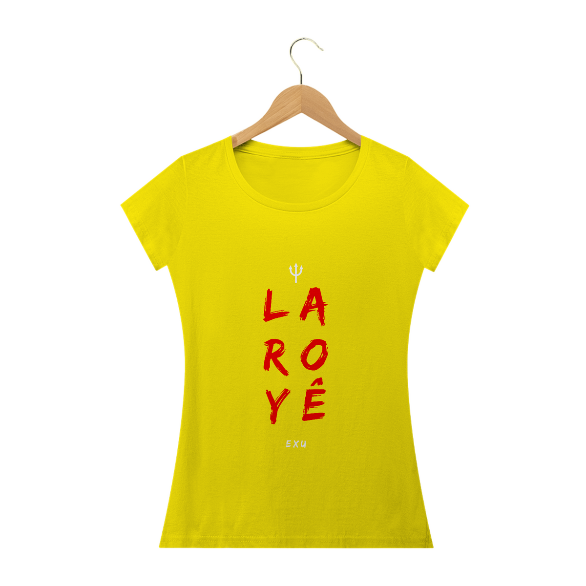 Nome do produto: Camiseta  Feminina Saudação Orixá Exu - Laroyê Exu 