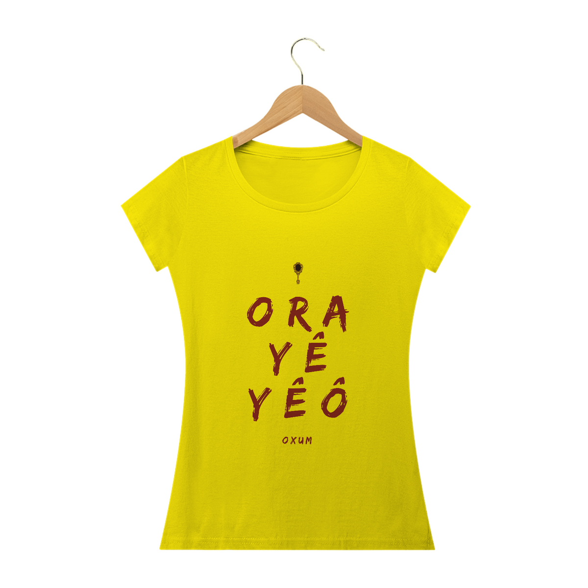 Nome do produto: Camiseta  Saudação Orixá Oxum - Orayêyê Oxum Baby Long Feminina Amarela