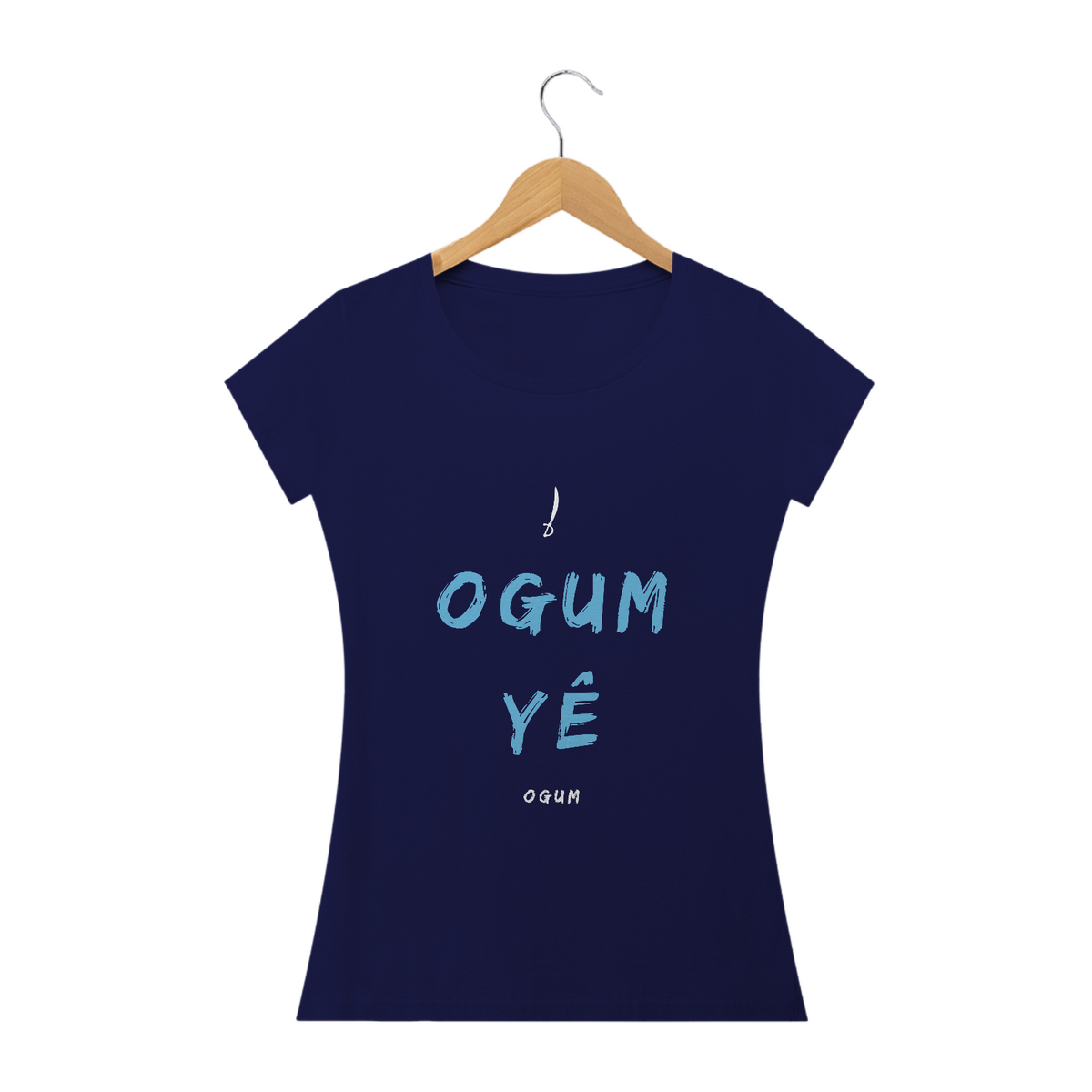 Nome do produto: Camiseta Feminina Ògún Saudação Ògún Yè 100% Algodão Fio 24.1, 145g costura simples e gola ribana
