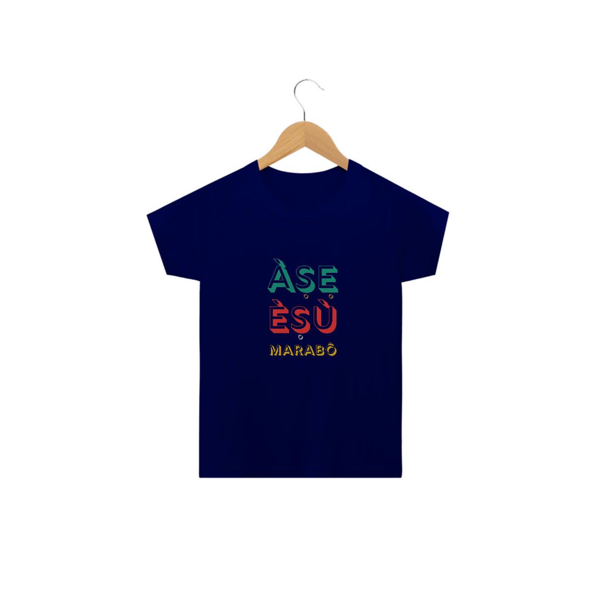 Nome do produto: Camiseta Infantil Exu Marabô Axé Asé 100% Algodão Fio 24.1, 145g costura simples e gola ribana