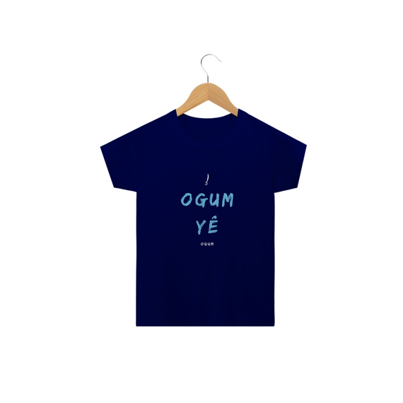 Camiseta Ogum - Saudação Ogum Yê Ogum Infantil 100% Algodão Fio 24.1, 145g costura simples e gola ribana