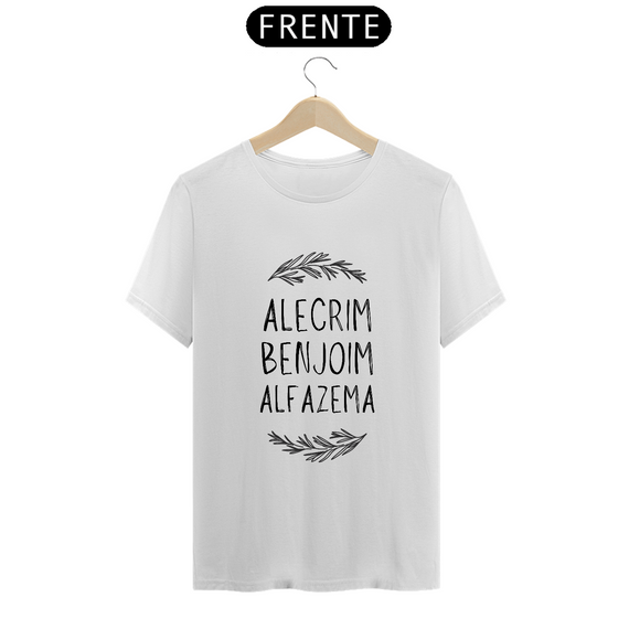 Camiseta Alecrim, Benjoim Alfazema 100% Algodão Fio 24.1, 145g costura simples e gola ribana