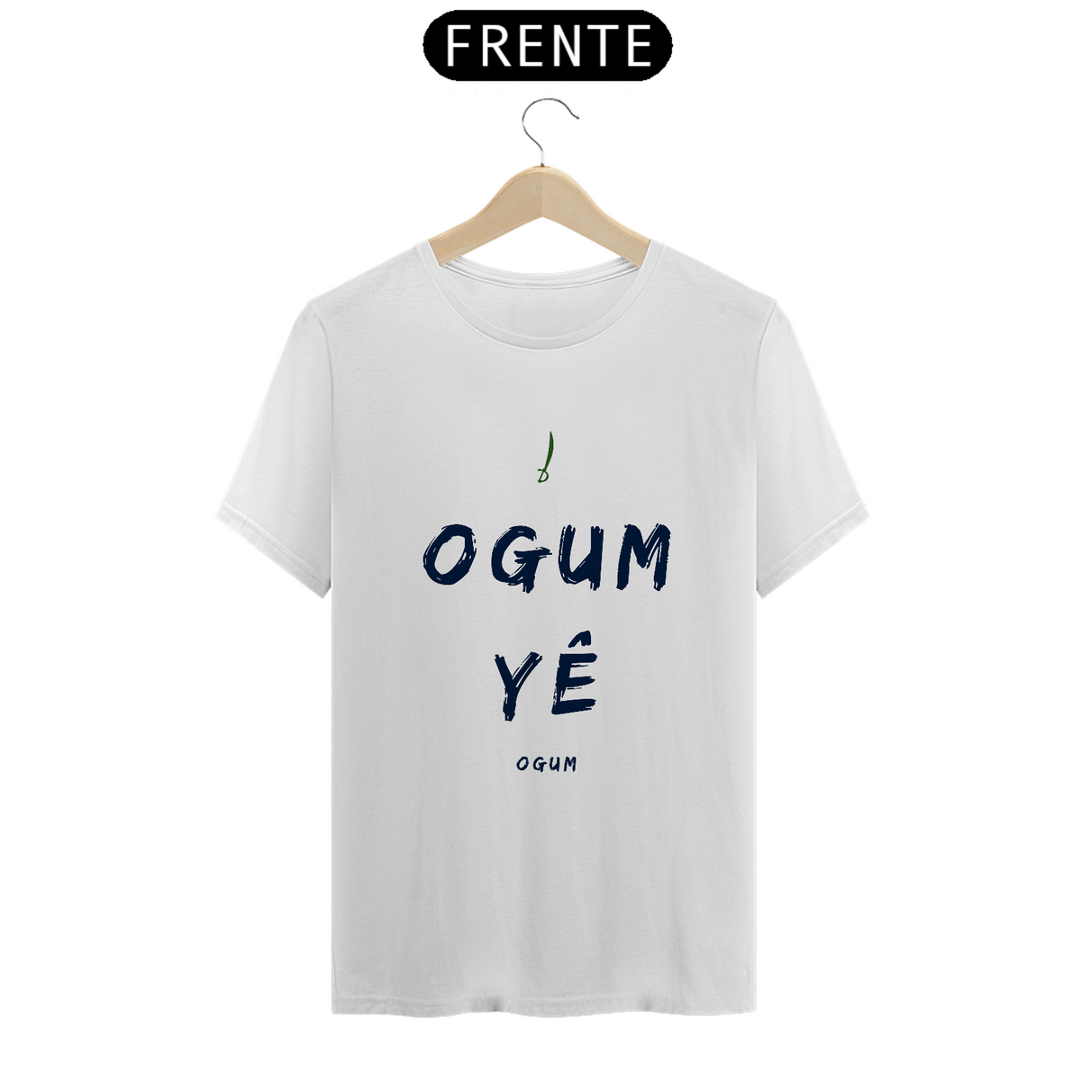 Nome do produto: Camiseta Ògún Yè Saudação Ògún Yè 100% Algodão Fio 24.1, 145g costura simples e gola ribana