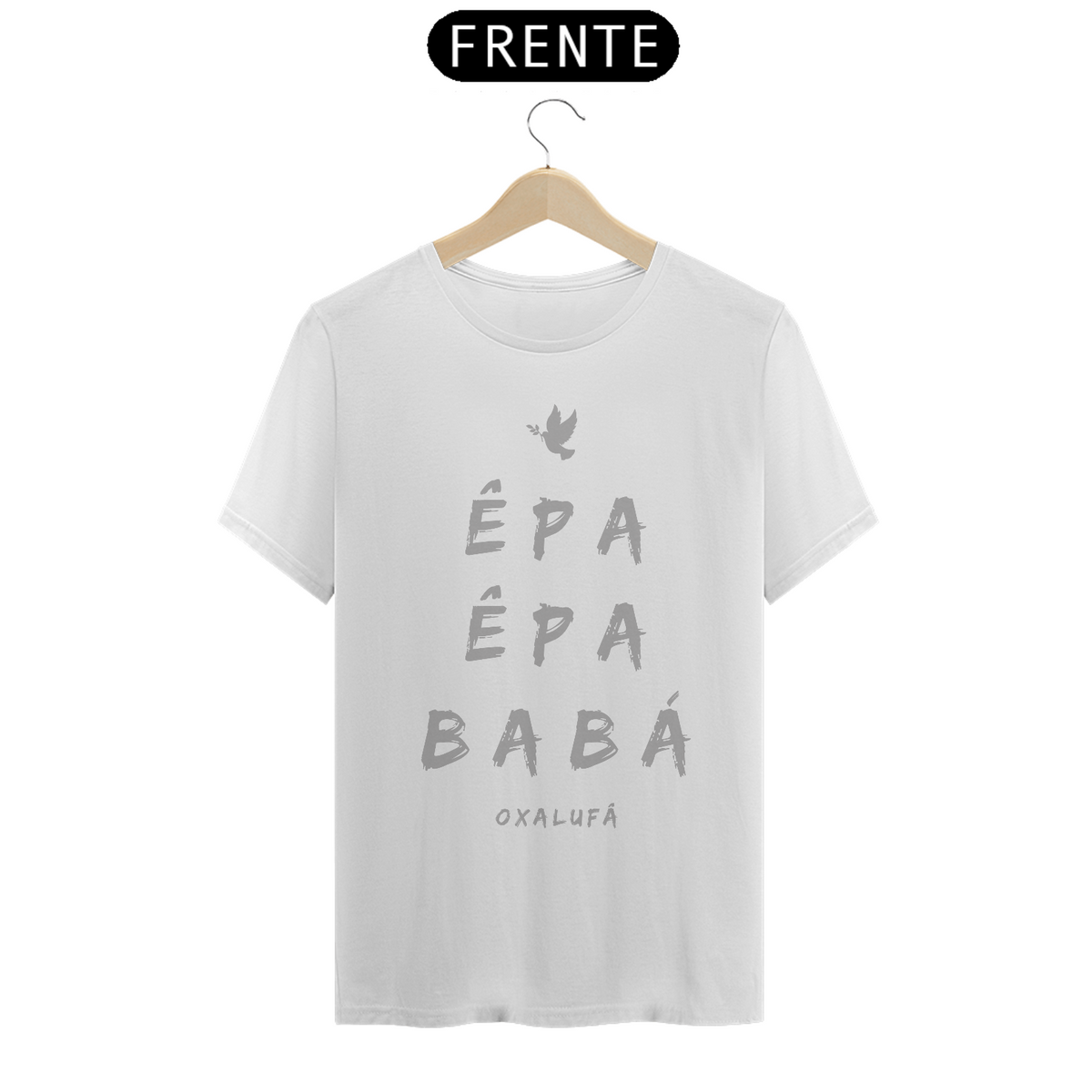 Nome do produto: Camiseta Masculina Òrìsànlá- Saudação Epa Epa Bàbá 100% Algodão Fio 24.1, 145g costura simples e gola ribana
