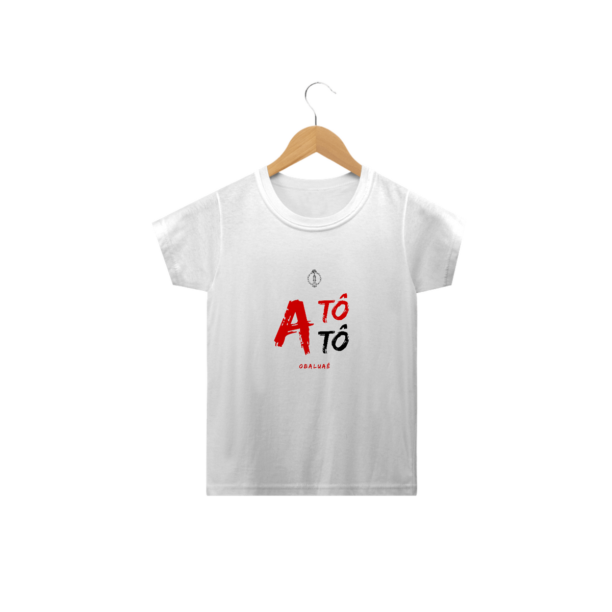 Nome do produto: Camiseta Infantil Obalúwàiyé Saudação Obalúwàiyé Atótóo 100% Algodão Fio 24.1, 145g costura simples e gola ribana