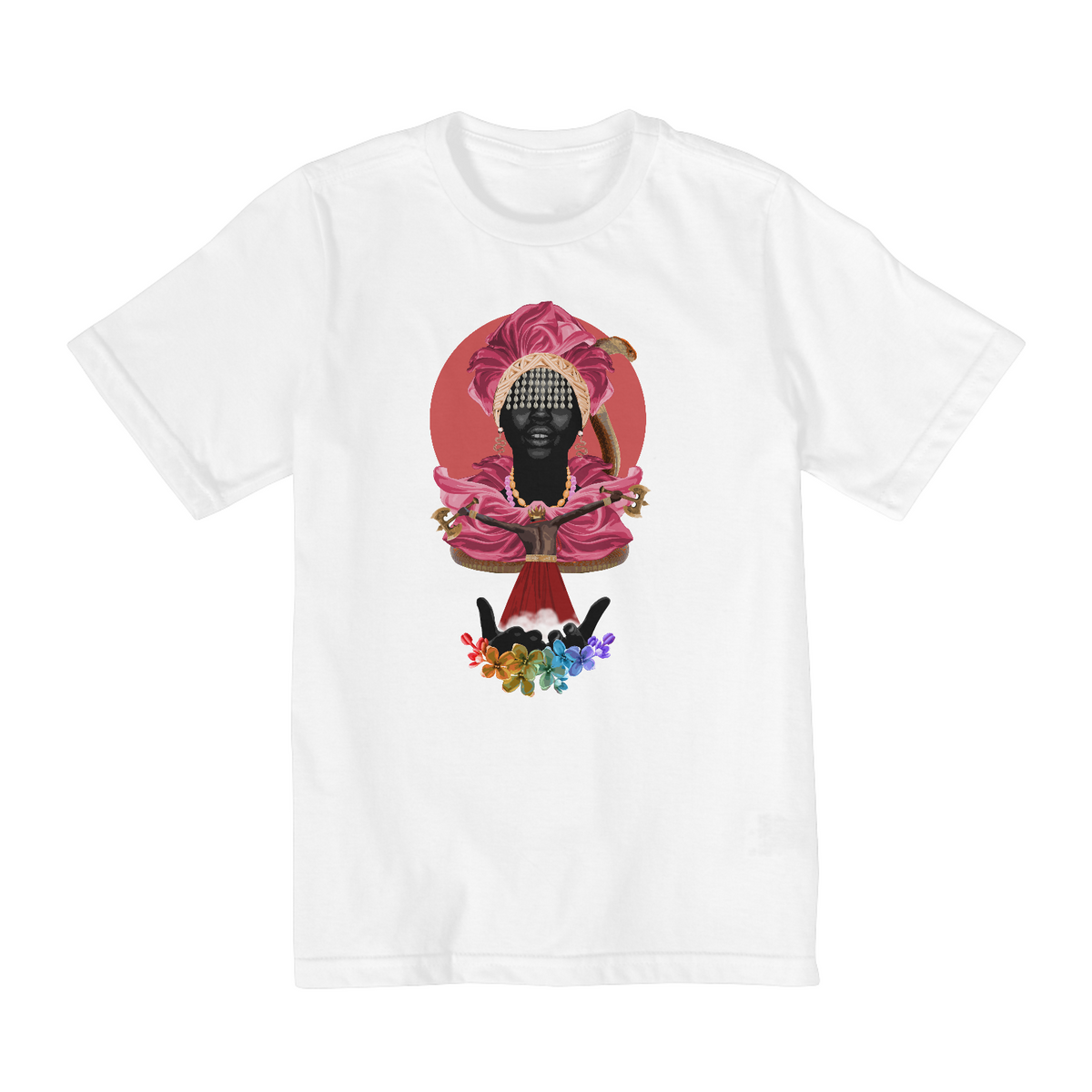 Nome do produto: Camiseta Infantil Ewa e Xangô - By Ziggy Artes 100% Algodão Fio 30.1 Malha Fria Gola Ribana Costura Reforçada 3X Sem Juros [Frete Grátis]