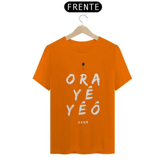 Camiseta Masculina Osun Oxum - Saudação Òóré Yéyé Osun 100% Algodão Fio 24.1, 145g costura simples e gola ribana