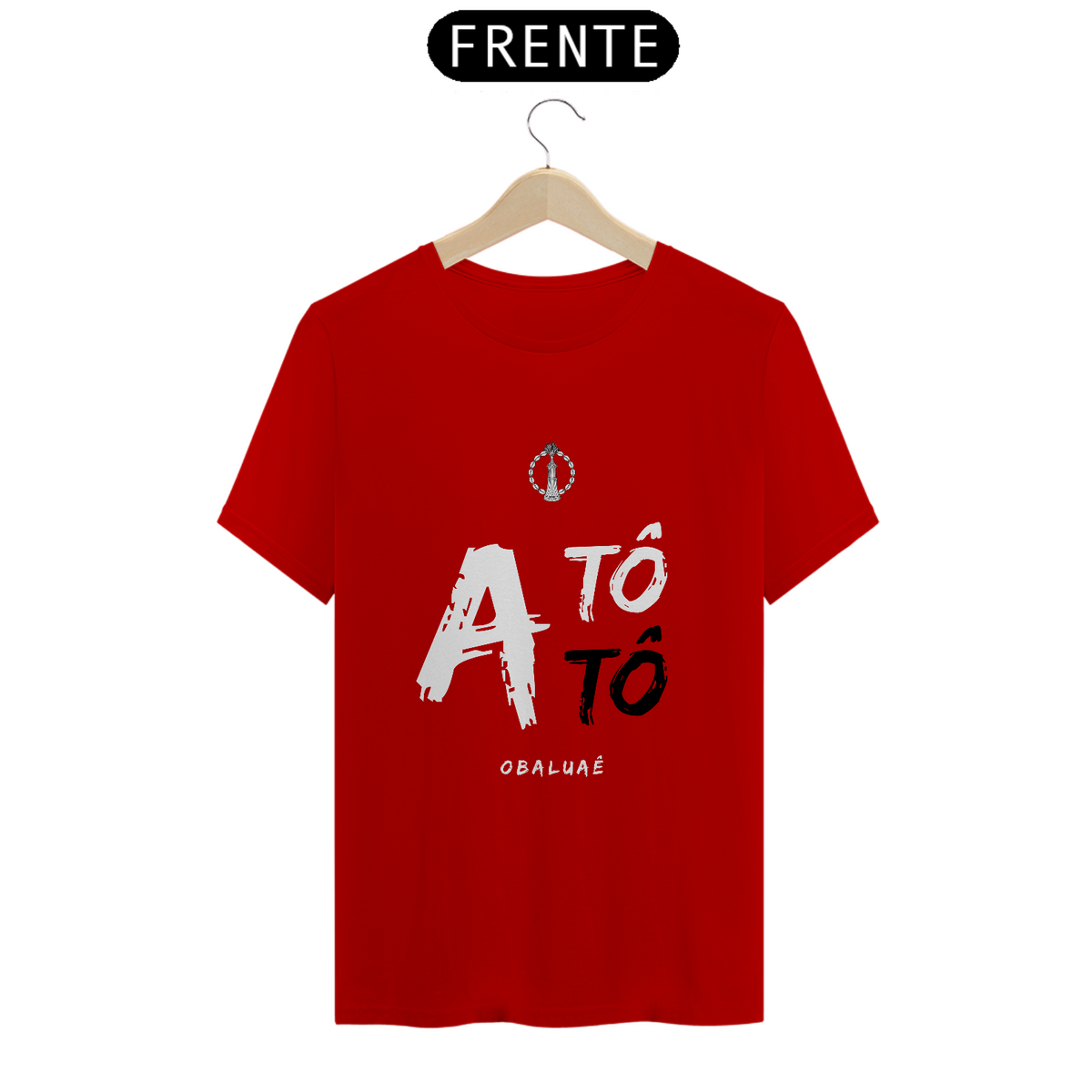 Nome do produto: Camiseta Masculina Obalúwàiyé Saudação Atótóo Obalúwàiyé Vermelha 100% Algodão Fio 24.1, 145g costura simples e gola ribana