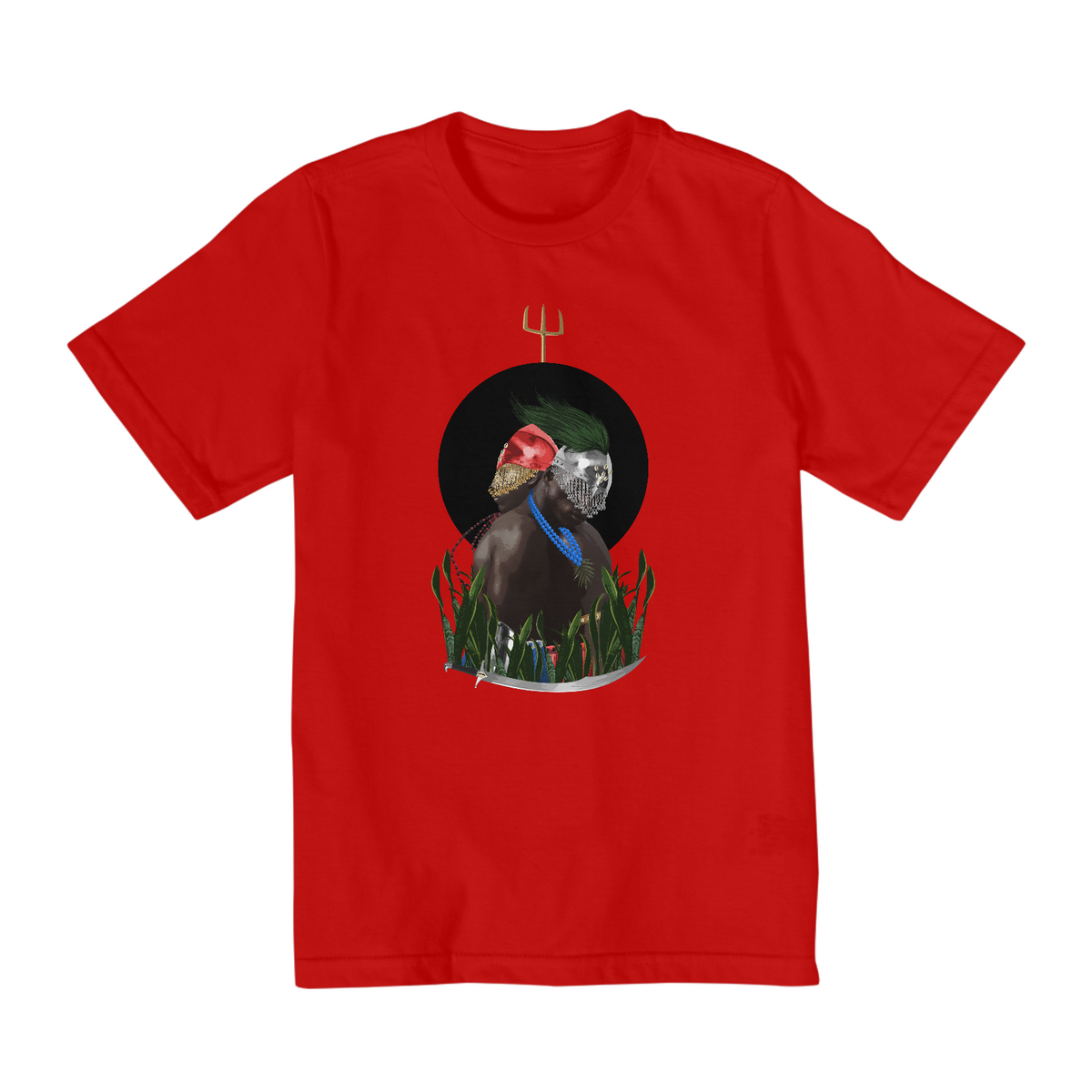 Nome do produto: Camiseta Infantil Exu e Ogun - By Ziggy Artes 100% Algodão Fio 30.1 Malha Fria Gola Ribana Costura Reforçada 3X Sem Juros [Frete Grátis]