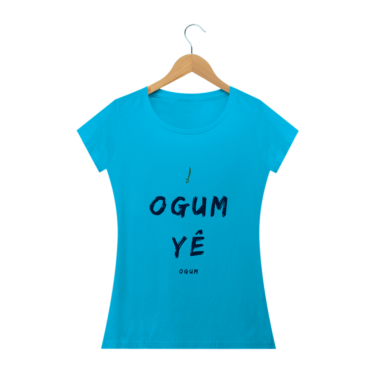 Nome do produto: Camiseta Feminina Ògún Saudação Ògún Yè Ògún yè 100% Algodão Fio 24.1, 145g costura simples e gola ribana