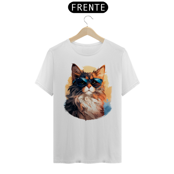 Camiseta Unissex - Gato de Verão com Estilo e Frescor