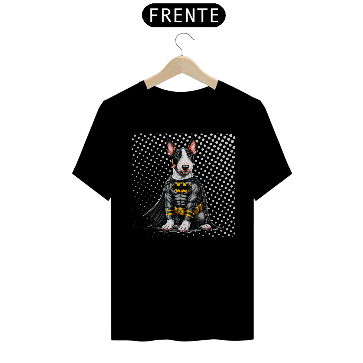 Nome do produto: Camiseta Unissex - Bull Terrier Batman fundo comic
