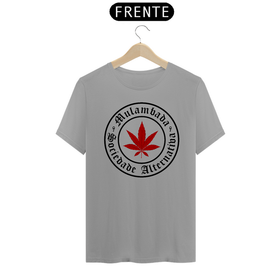 Sociedade Alternativa (weed) - T-Shirt Quality - Cinza/Branco