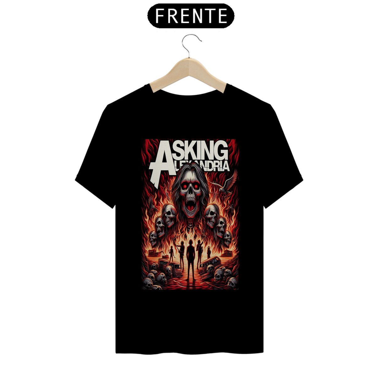 Nome do produto: Camiseta Asking Alexandria Caveira