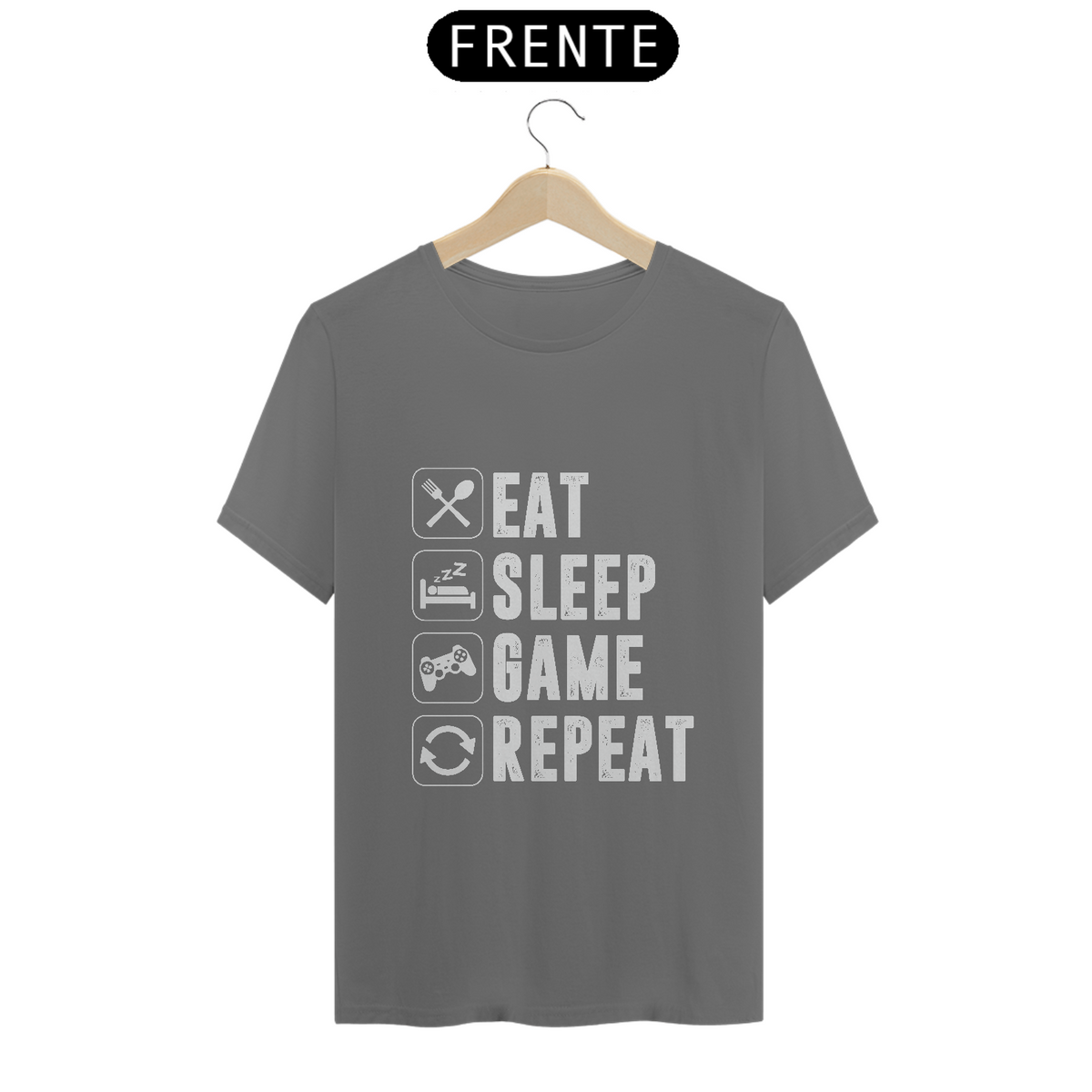 Nome do produto: T-Shirt Estonado - Eat Sleep Game Repeat