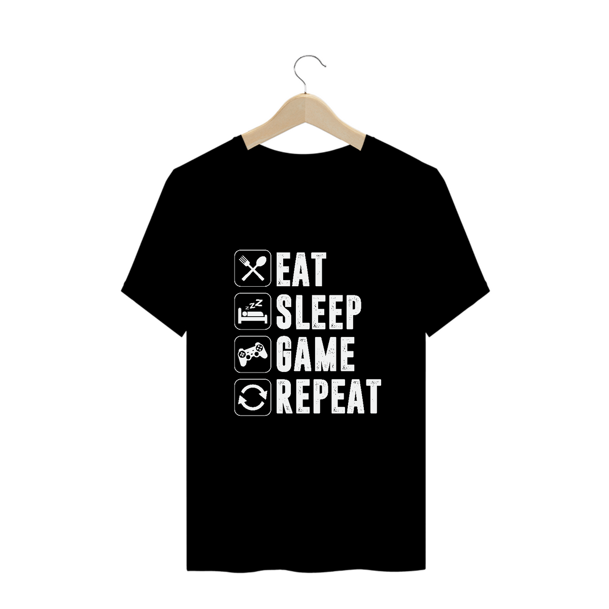 Nome do produto: T-Shirt Plus Size - Eat Sleep Game Repeat