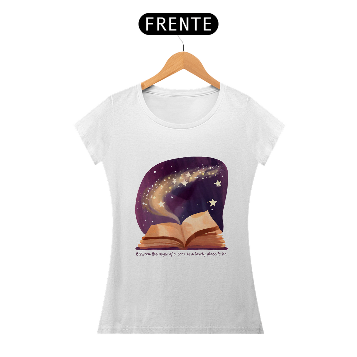 Nome do produto: Camiseta Baby Long Between the pages of a book is a lovely place to be (Entre as páginas de um livro há um lugar encantador para se estar)