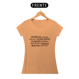 Nome do produtoCamiseta Feminina Estonada Baby Long Autoras Brasileiras