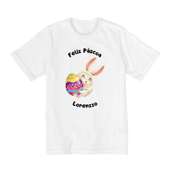Camiseta Infantil Feliz Páscoa mod 06 - 10 a 14 anos - com nome