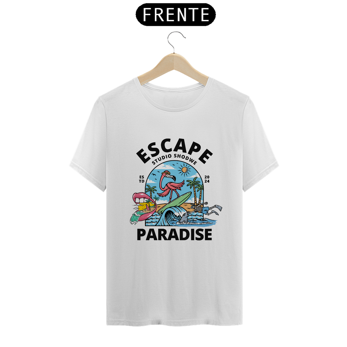 Nome do produto: Camiseta ESCAPE FLAMINGO