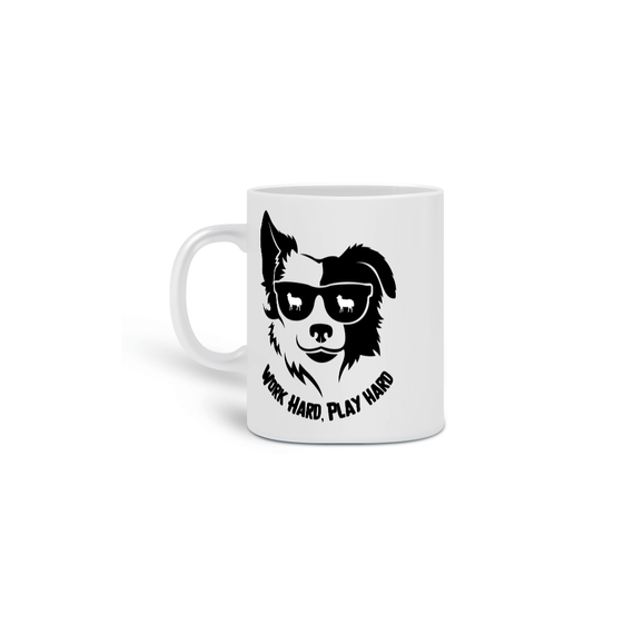 Caneca Work Hard Border Collie