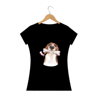T-Shirt Feminina What Beagle Preta