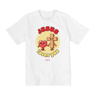 Nome do produto0005K - Camiseta Infantil Jesus Loves You