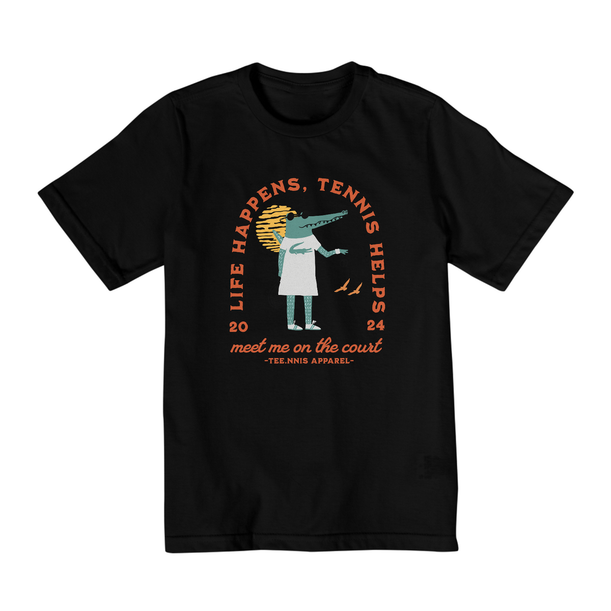 Nome do produto: life happens, tennis helps - Camiseta infantil (2 a 8 anos)