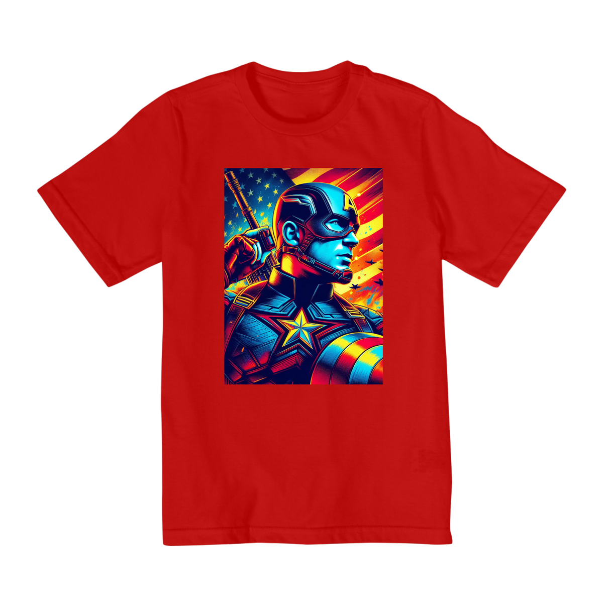 Nome do produto: Pequeno Herói, Grande Coração: Camiseta Infantil do Capitão América
