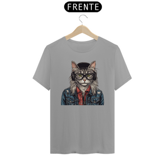 Nome do produtoCamiseta Unissex - Gato de Jaqueta Jeans