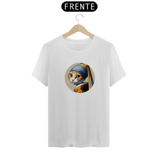 Nome do produtoCamiseta Unissex - Gata com brinco de pérola