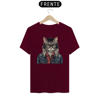 Nome do produtoCamiseta Unissex - Gato de Jaqueta Jeans