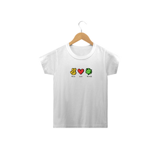 Camiseta Infantil (2-14) Peace and Love and Buds Logo Preto