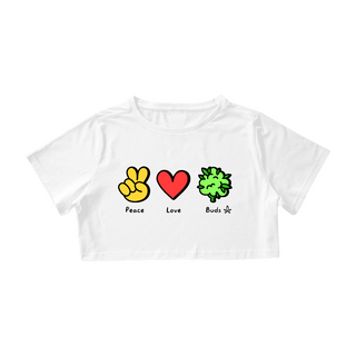 Cropped Peace and Love and Buds Logo Preto