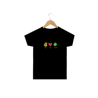 Camiseta Infantil (2-14) Peace and Love and Buds Logo Branco