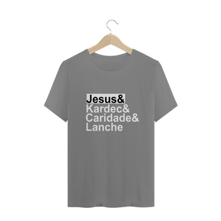 Nome do produtoCamiseta Espírita Plus Size Jesus Kardec Caridade e Lanche