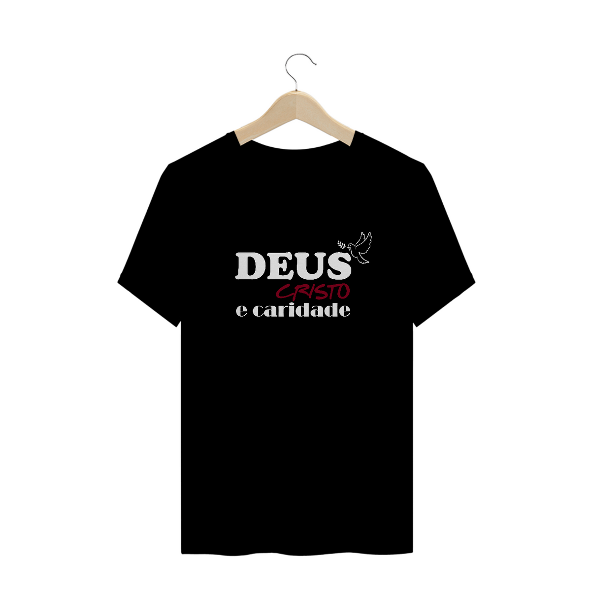 Nome do produto: Camiseta Espírita Plus Size Deus Cristo e Caridade