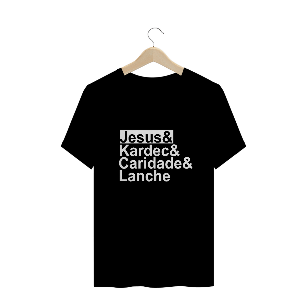 Nome do produto: Camiseta Espírita Plus Size Jesus Kardec Caridade e Lanche