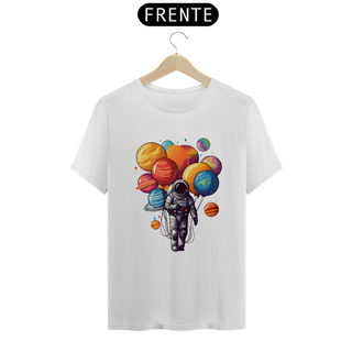 Camiseta Astronauta Planetas e Balões Galaxia Unissex