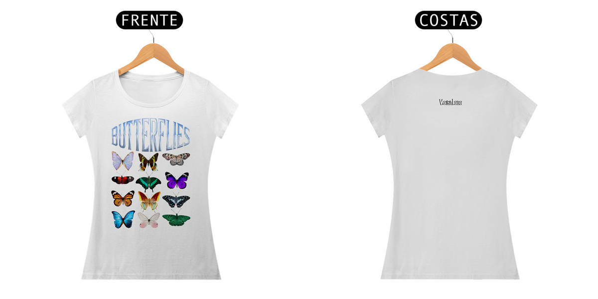 Nome do produto: Camiseta Baby Long Butterflies